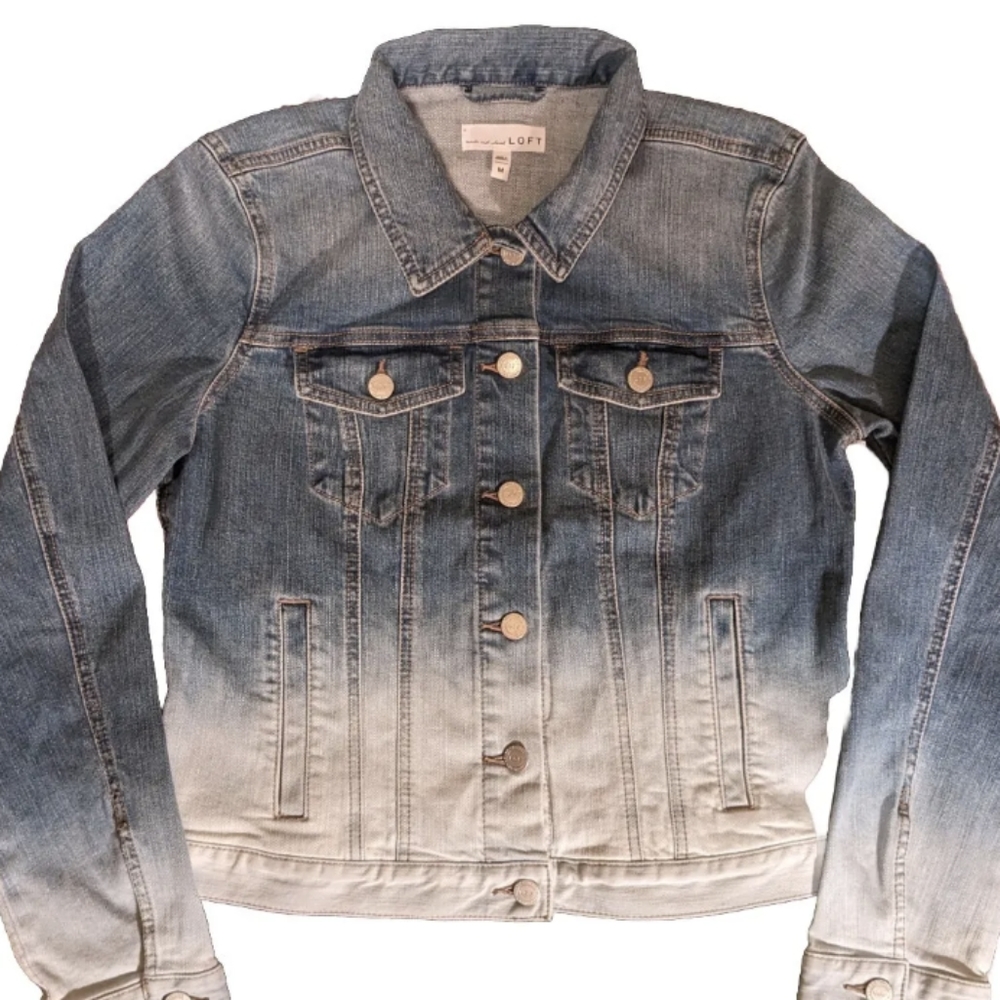 NWOT Loft Dip Dye Modern Denim Jean Jacket, Size Medium * Never Worn
